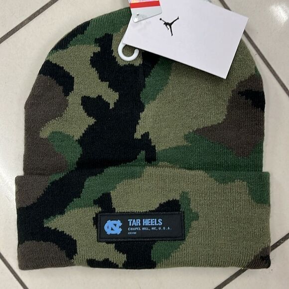 Camo Camouflage Knit Military Jordan UNC North Carolina Tar Heels Beanie Cap Hat - Picture 1 of 2